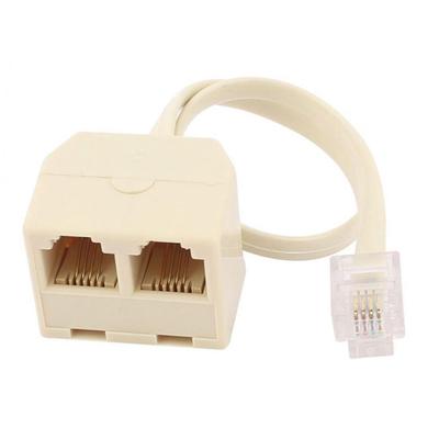 RJ11 6P4C Erkek - Dişi 2 Yollu Çıkışlı Telefon Jakı Hattı Ayırıcı Adaptör
