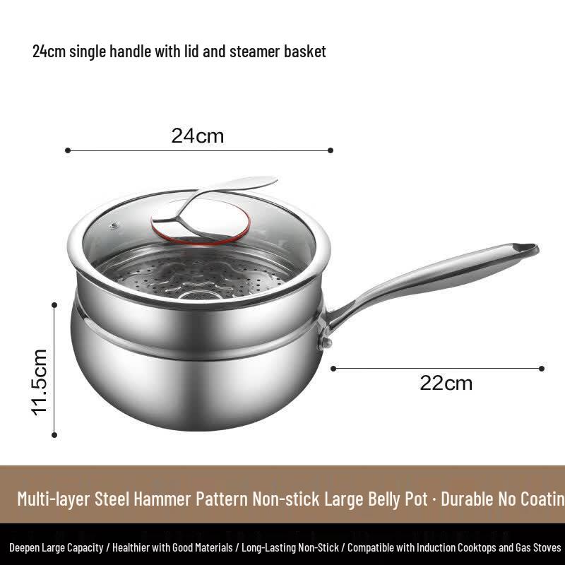 

Milan Titanium Multi-Layer Steel Wok & Soup Pot with Steamer