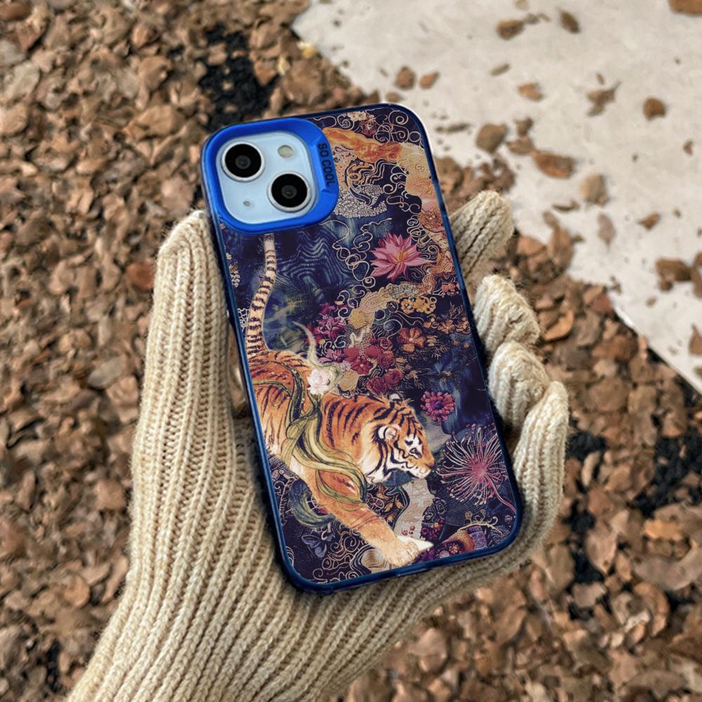 

Japan art tiger hip-hop pattern Phone Case For lMDColor Silver Shell For lPhone 17 16 e 15 14 13 12 11 Pro Max Plus iPhone 12
