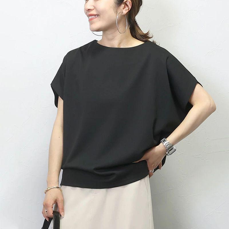 Japan and South Korea Hong Kong Style Summer New Round Neck Solid Simple Loose Casual All-matching Bat Sleeve Short Sleeve T-shirt Top