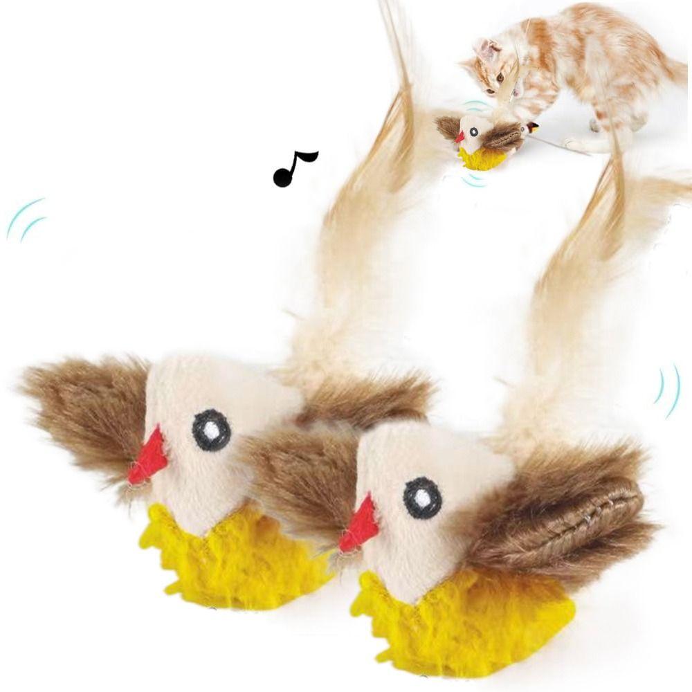 

Simulated Chirping Wings Flapping Toy Rechargeable Chirping Sparrow Cat Toy for Indoor Cats