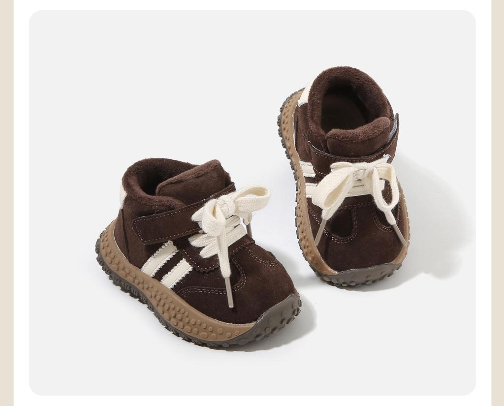 2025 Kids' Winter Non-Slip Leather Boots - Warm, Thick Cotton Shoes for Boys and Girls
