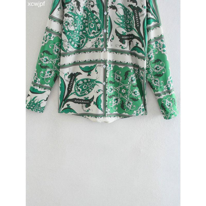 Beautiful Versatile Stylish Spring & Fall New Arrival Fashion Style Lapel Long Sleeves Cardigan Geometric Positioning Print Shirt