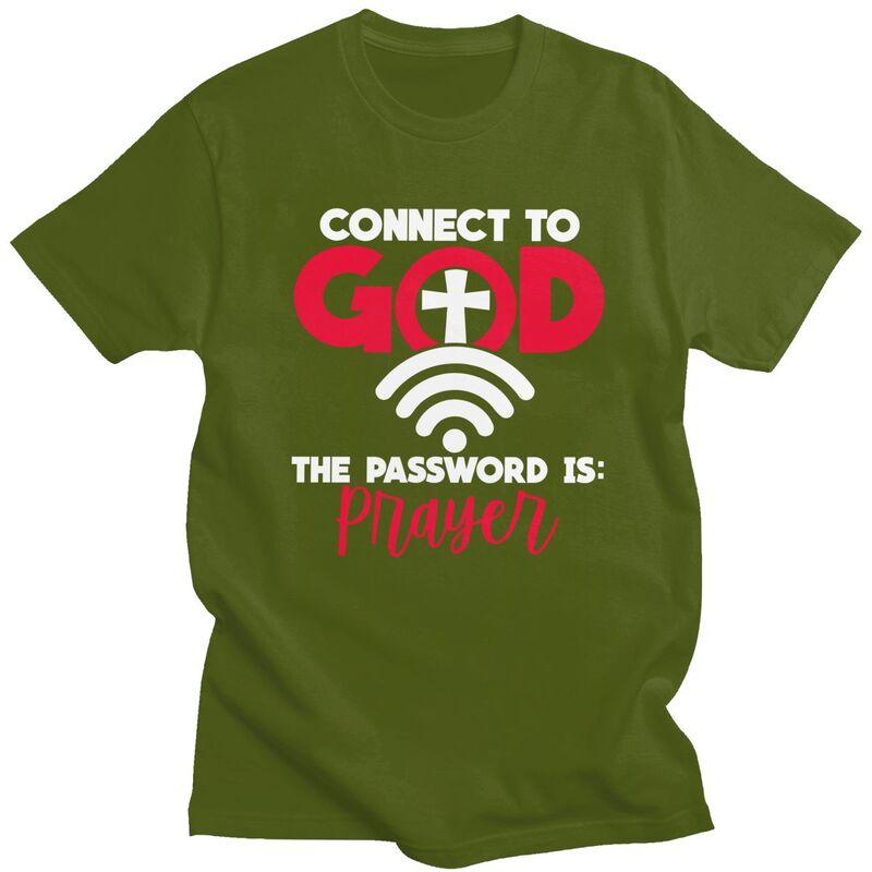 Custom Connect To God The Password Is Prayer T Shirt Men Pure Cotton Tshirt Casual Tees Streetwear Tshirt