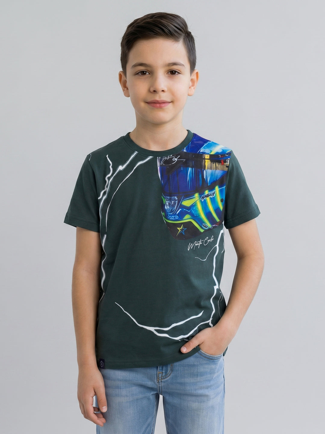 Monte Carlo Boy Regular Fit Teal Tshirt 4-5 Years чирковый