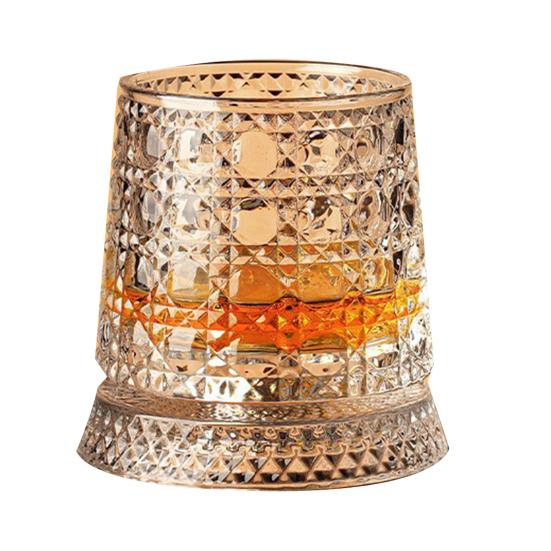 Whiskyglas mit leuchtender Basis 360 Grad drehbarer Whisky Tumbler 260ml Bleifreies Glas Einzigartiges Geschenk für Papa Geburtstag Feiertag