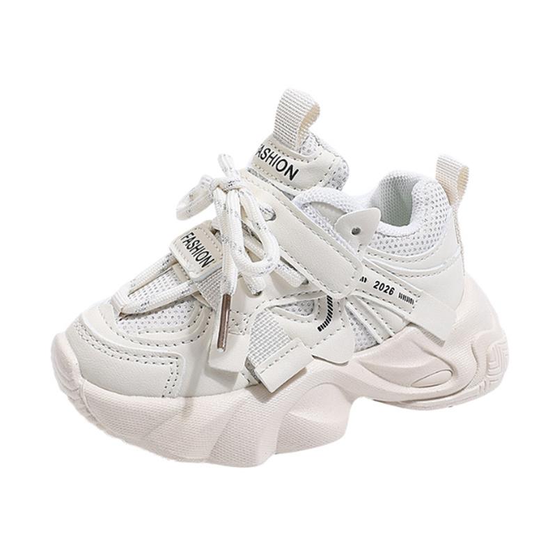 

New Spring Children Shoes Mesh Breathable Kids Sport Shoes Soft Sole Non-slip Fashion Toddler Boys Girls Sneakers EU 21-30 21 бежевый