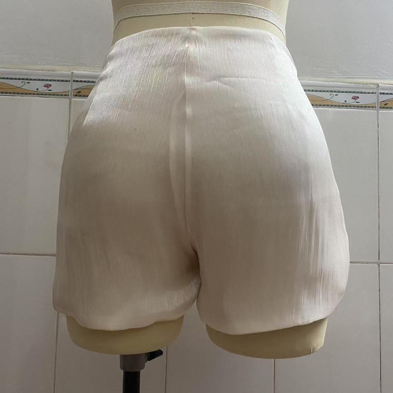 Women's Elegant Two-Piece Summer Outfit: Ruched O-Neck Mini Dress with Long Lantern Sleeves + Solid Color Chic Shorts
