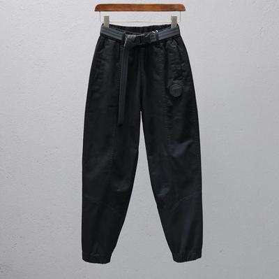 Women Fashion Ealstic Waist Jogger Pants Casual Loose Baggy Pants Harem Pants With Belt