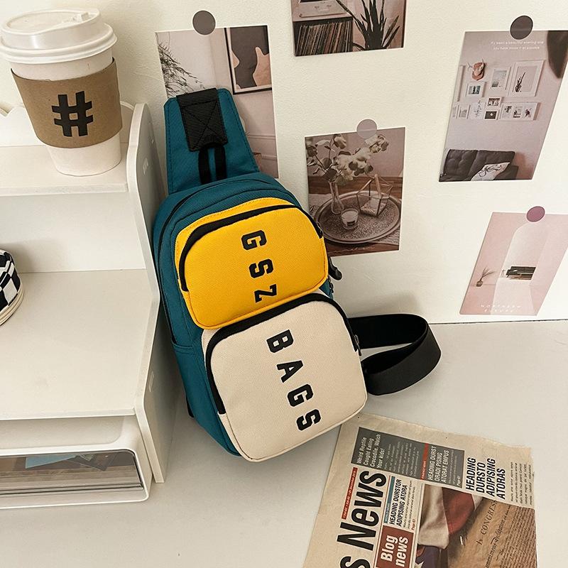 Spring Trendy New Ins Contrasting Color Breast Bag Women's Bag Fashion Sports Messenger Bag Personalized Tooling Mobile Phone Fanny Pack