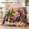 Masha and the Bear Custom Name Flannel Throw Blanket Soft Warm for Sofa Bed Indoor Home Use