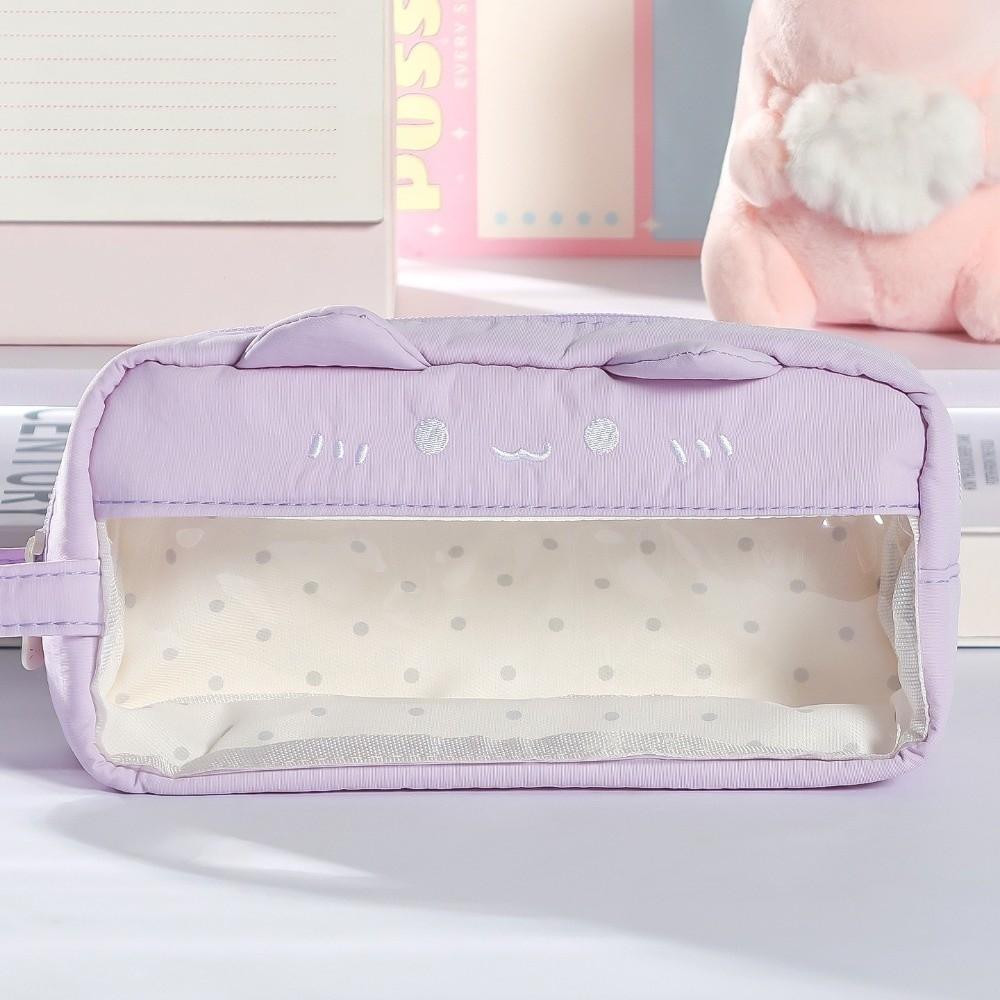 Desktop Storage Y2k Dots Cat Pencil Case Large Capacity Cloth Stationery Bag School Supplies