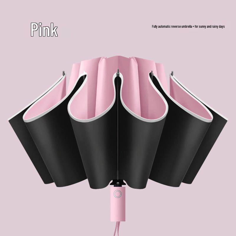 Extra Large Dual Use Automatic Reverse Folding Umbrella for Sun and Rain