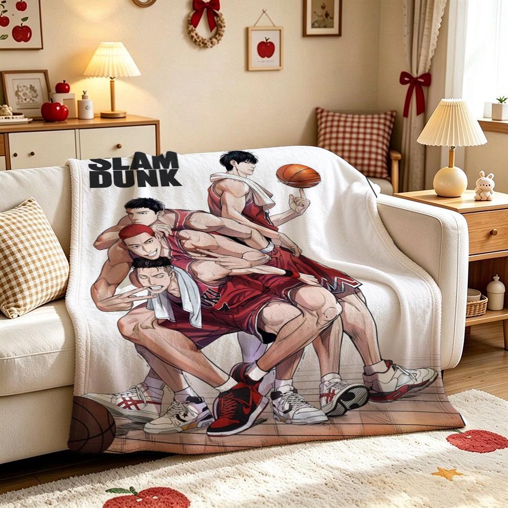Slam Dunk Anime Basketball Heroes Pattern Flannel Blanket Machine Washable Fleece Blanket For Camping Picnic Home Party Decor New Year Gift
