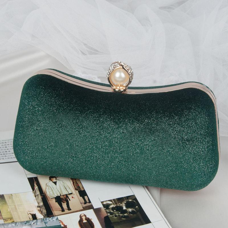 Navy Blue Party Bag Woman Velet Pearl Hasp Clutch Purse Luxury Designer Handbags Famous Cross Body Bag for Women Flannel Wallet