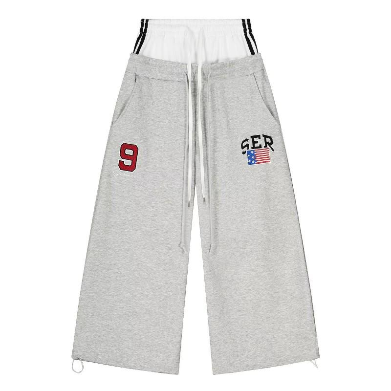 Vintage American Style Wide Leg Sweatpants Unisex Loose Casual Trousers Streetwear