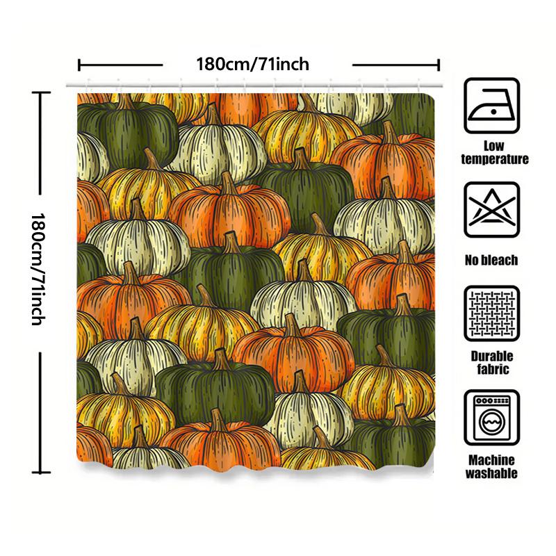 Tuniu Hand Drawn Pumpkin Pattern Shower Curtain Cute Fall Autumn Decor Kitchen Bathroom Decor