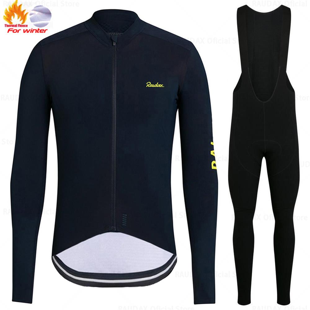 Raudax Winter Thermal Fleece Cycling Jersey Set Racing Bike Cycling Suit Mountian Bicycle Cycling Clothing Triathlon Clothing