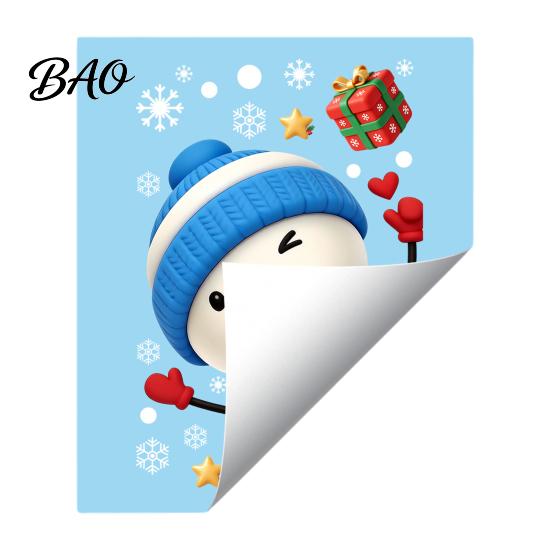 Family Party Glass Decorations Christmas Window Stickers Static Cling, Santa/Reindeer/Snowmen/Elves Print, Waterproof Kids Room Wall Art PVC Decal for