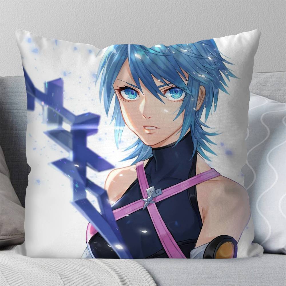 Kingdom Hearts Anime Aqua Pillow Case Fashion Square Pillowcase Bedroom Sofa Room Ins Decoration Leisure