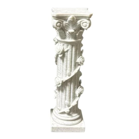White Corinthian Column Ornament, 3D Printed Flower Vine Column Statue, Roman Column Desktop Ornament for Home Desk Shelf Decor