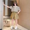 Summer Girls'  Clothing Sets  Casual Short Sleeve T-shirts Short Pants Two-piece Set Cute Children Clothes Suits