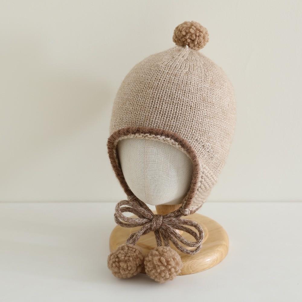 Winter Baby Beanie Cap Tassel Ear Protection Hat Sweet Baby Knitted Cap  Kids
