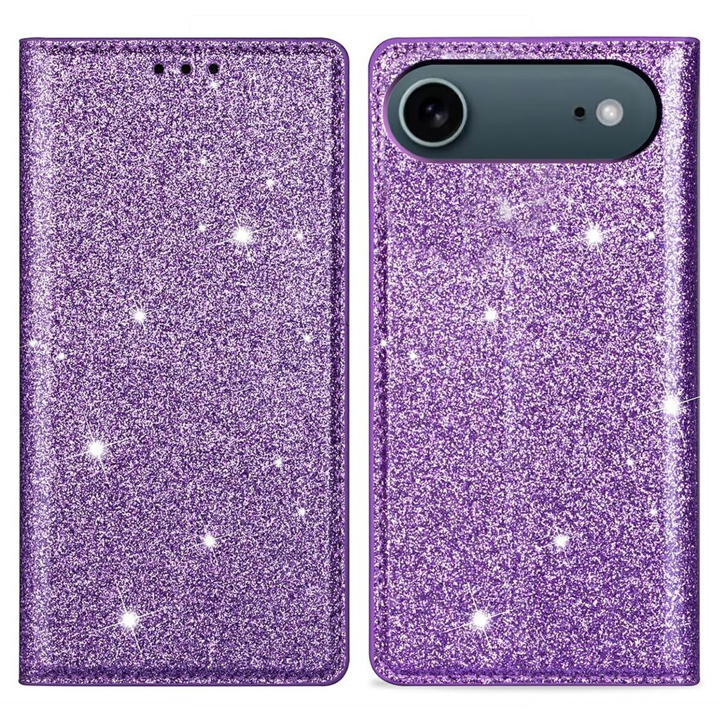 For iPhone 17 Air Case Glittery PU Leather+TPU Card Slot Phone Cover