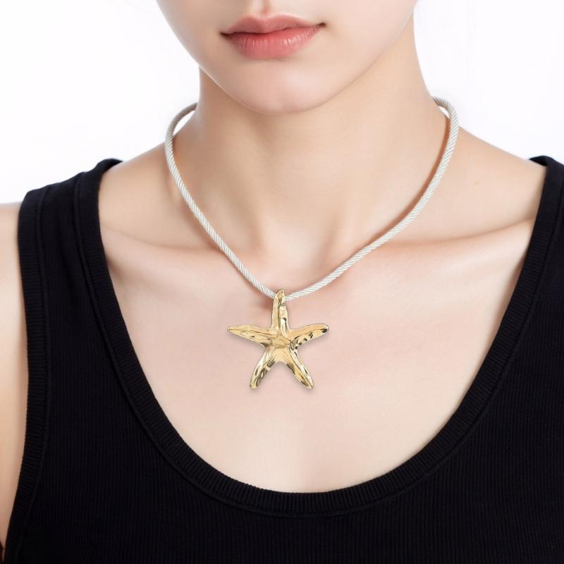 Handgjord sjöstjärna halsband för flickor Justerbar repkedja Ocean-tema Smycken Strandmode Smycken