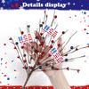 4 Pcs 4th of July Decorations Patriotic Artificial Berry Stem Picks White Blue Red Pearls and American Flags for Independence Day Memorial Day, Home