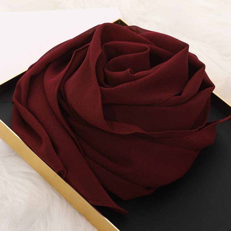 Muslim Hijab Scarf With Zipper Plain Bubble Chiffon Ready To Wear Veiled Hijab Wrap Solid Shawls Headscarf Turban Ramadan