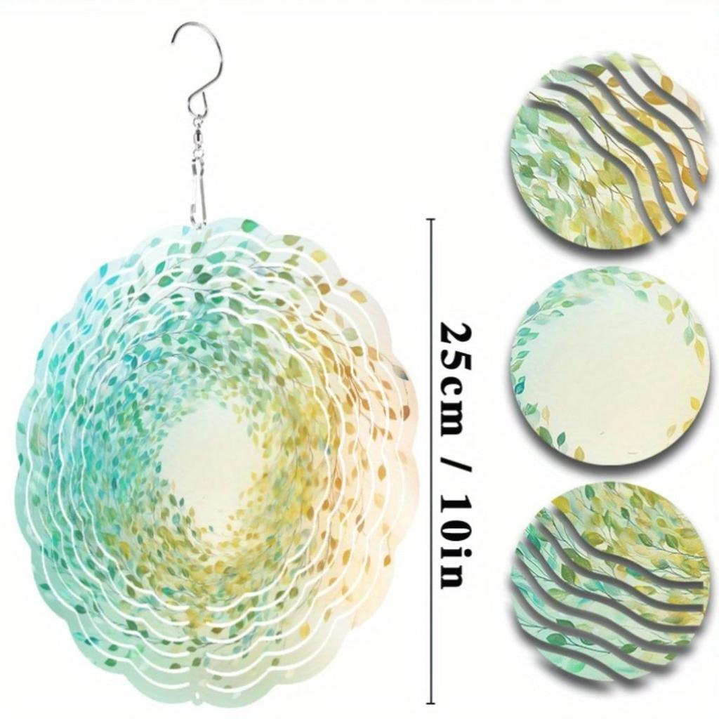 10 Zoll Metall Windspiel Anhänger mit 360 Haken Hängender Windspinner Gartendeko Outdoor Ornament für Terrasse Hof Alle Jahreszeiten Ohne Strom