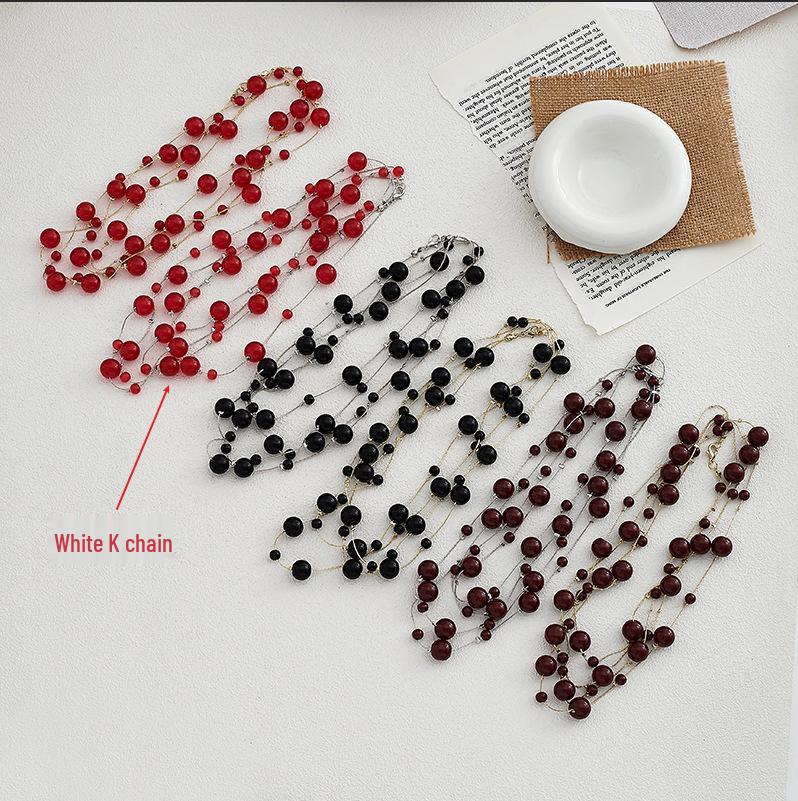 Collar Largo Multicolor de Perlas de 170cm Cadena para Suéter (NL012)