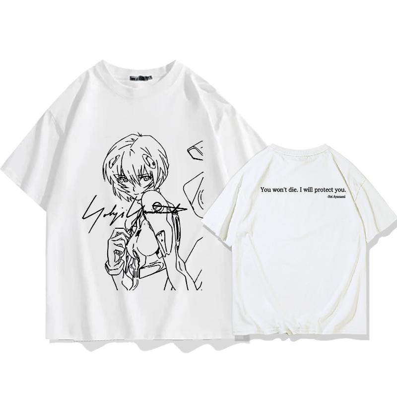 2025 Sommer Anime Chainsaw Ayanami Ri Kurzarm-T-Shirt bedruckt Herren 100% Baumwolle locker Jugend Student halbarmlig Trend Top