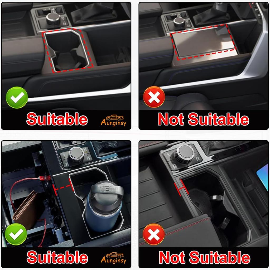 Aunginsy Car Central Control Gear Shift Panel Cover Cup Holder Trim Fit Toyot@a Tundra/Sequoia 2022-2025 Car Gear Shifter Console Anti-Scratch Panel