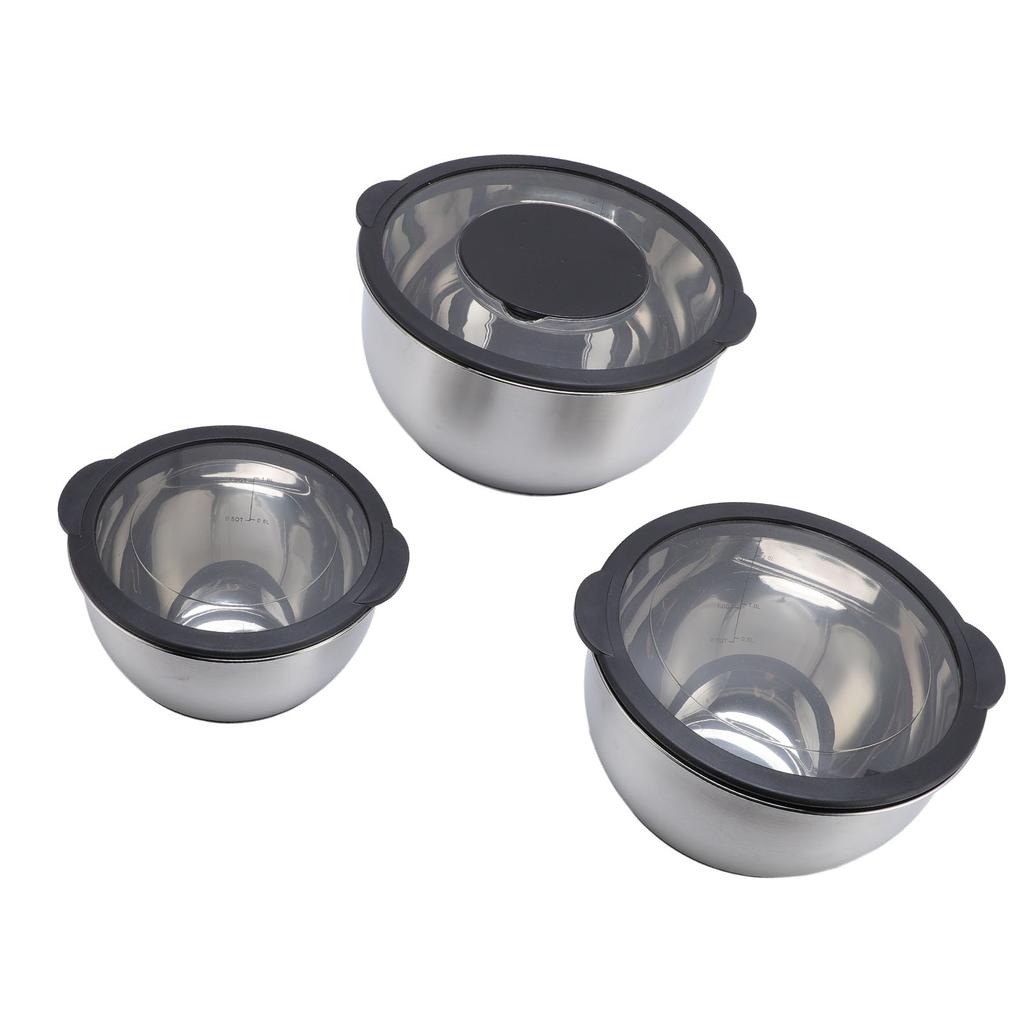 3PCS Mixing Bowls with Lids 3PCS Graters Stainless Steel Salad Bowl Set for Kitchen Baking and Food
