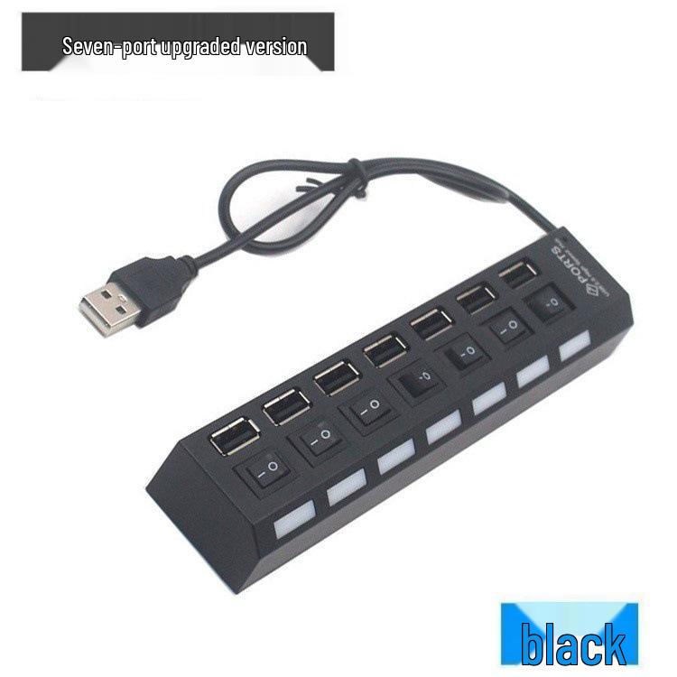 7-Port USB 2.0/3.0 Hub with Light Strip and Flash Drive Expansion