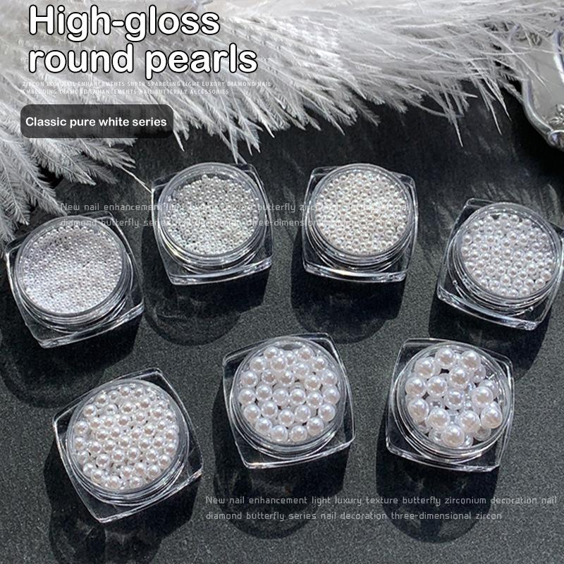 1 Scatola di Perle Stereoscopiche Mini Perle Rotonde Accessorio Decorativo per Pittura Unghie Patch Diamante per Unghie