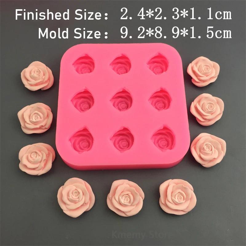 

9 Cavity Rose Flower Silicone Molds Candy Clay Mould Chocolate Party Baking Wedding Cupcake Topper Fondant Cake Decorating Tools