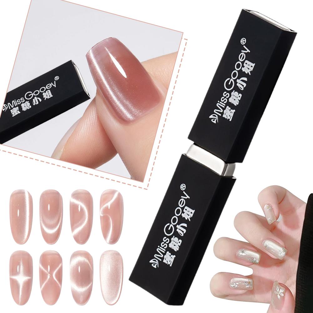 Super Strong Dual-Headed Cat Eye Magnet with Protective Cover Anti-Drop Magnetic Tool for French Nail Art Ribbon Effect Manicure