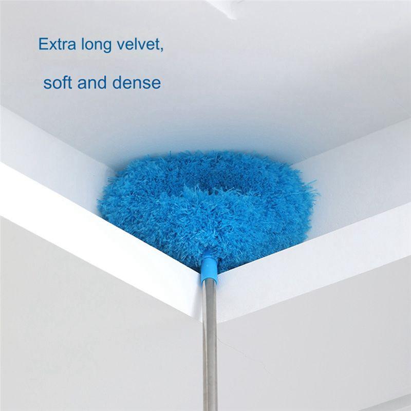 A84X-Retractable Duster Stainless Steel Long Handle Dusting Brush Car Household Cleaning Tools Durable Easy Install Gray