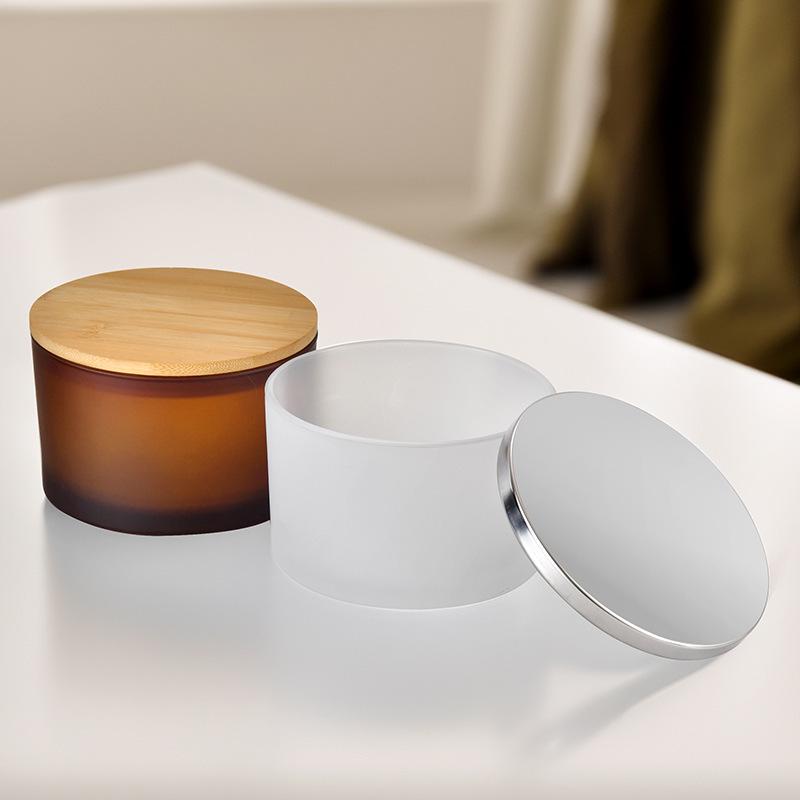 Frosted Glass Aroma Diffuser Candle Holder with Lid