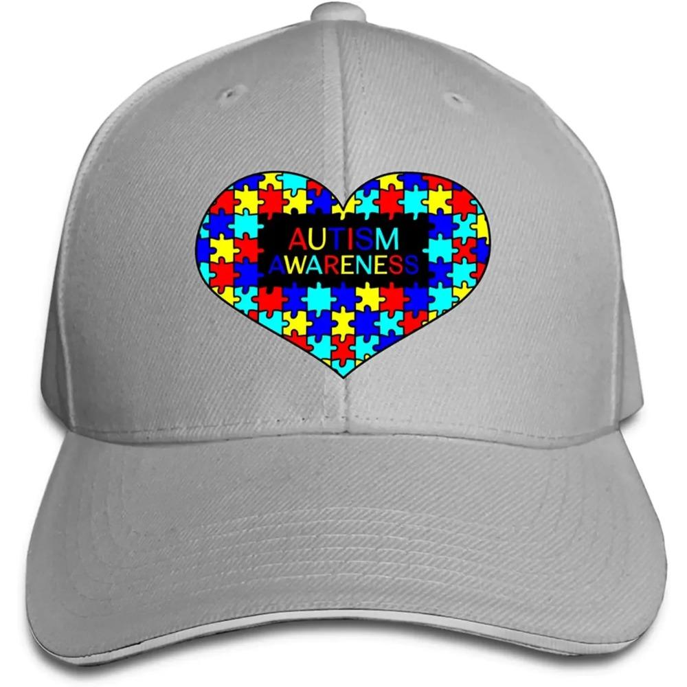 Unisex Love Heart Autism Awareness Baseball Cap Adjustable Hat Sandwich Cap Hip Hop Hats