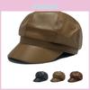 Achteckige PU-Lederkappe für Damen Herbst Winter Britische Retro-Schiebermütze Mit Sonnenschutz Und Wärme