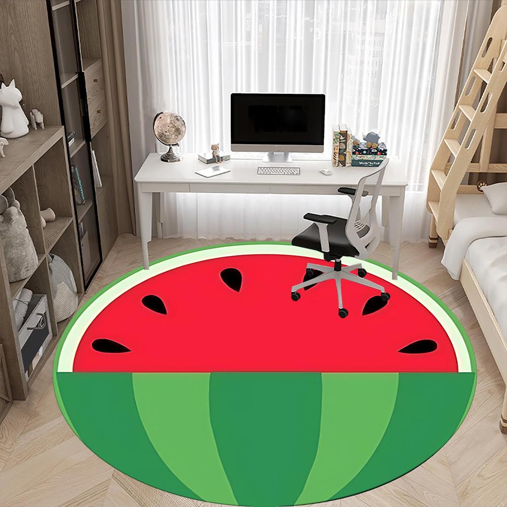 1pc Watermelon Slice Office Round Area Rug, Mat Suitable For Office, Under Office Chairs Bedroom Living Room Home Decor, Room Deco