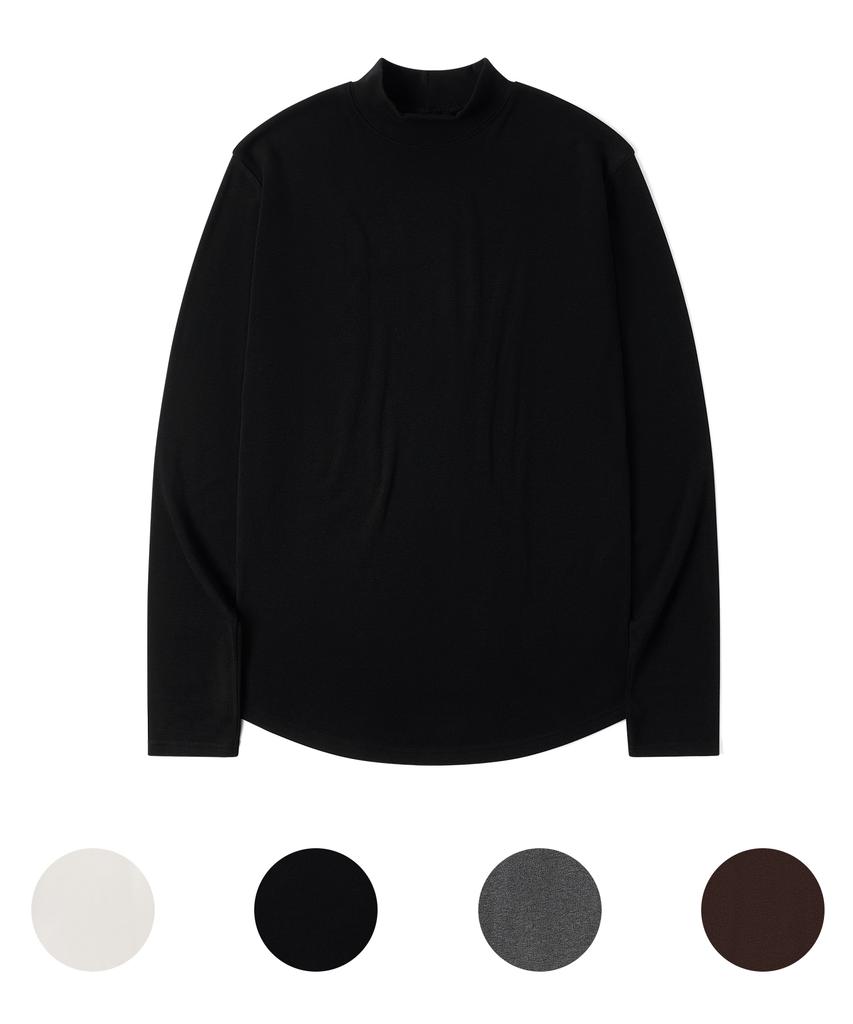 Nodeun Fleece-Lined Body Fit Mock Neck Half Turtleneck Knit - 4 Colors