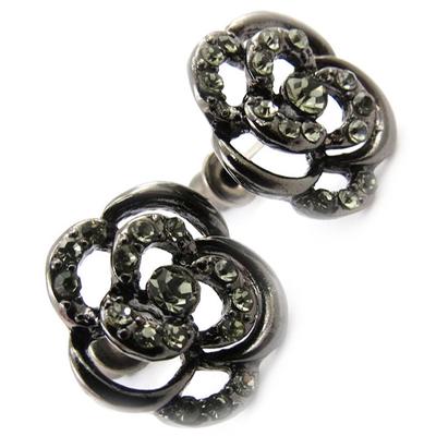 [J4041] - Anthracite Gray 'Flora' Designer Earrings