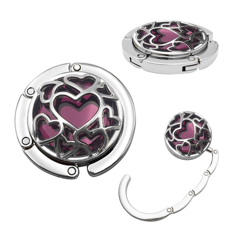 Heart-Shaped Crystal Mesh Folding Bag Hook