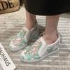 Jaro a léto Nové vnitřní Vyvýšené Malé Bílé Boty Duté Vyšívané Prodyšné Dámské Boty Síťované Boty Běžné Single Boty