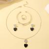Set di Gioielli Statement Europei e Americani: Orecchini, Anello, Bracciale, Collana a Forma di Cuore, Farfalla e Fiore - Set da 4 Pezzi Moda Donna